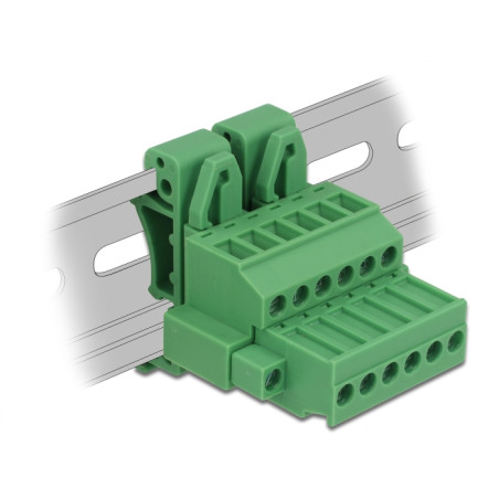 Delock Terminalblock Set für Hutschienen 6 Pin mit Schraubverriegelung
