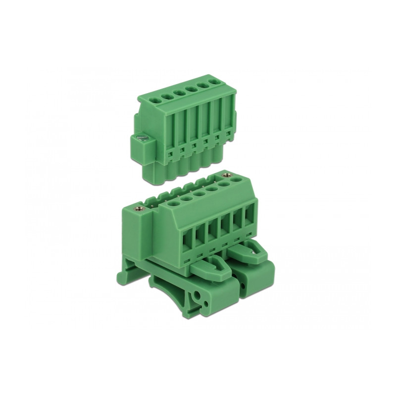 Delock Terminalblock Set für Hutschienen 6 Pin mit Schraubverriegelung