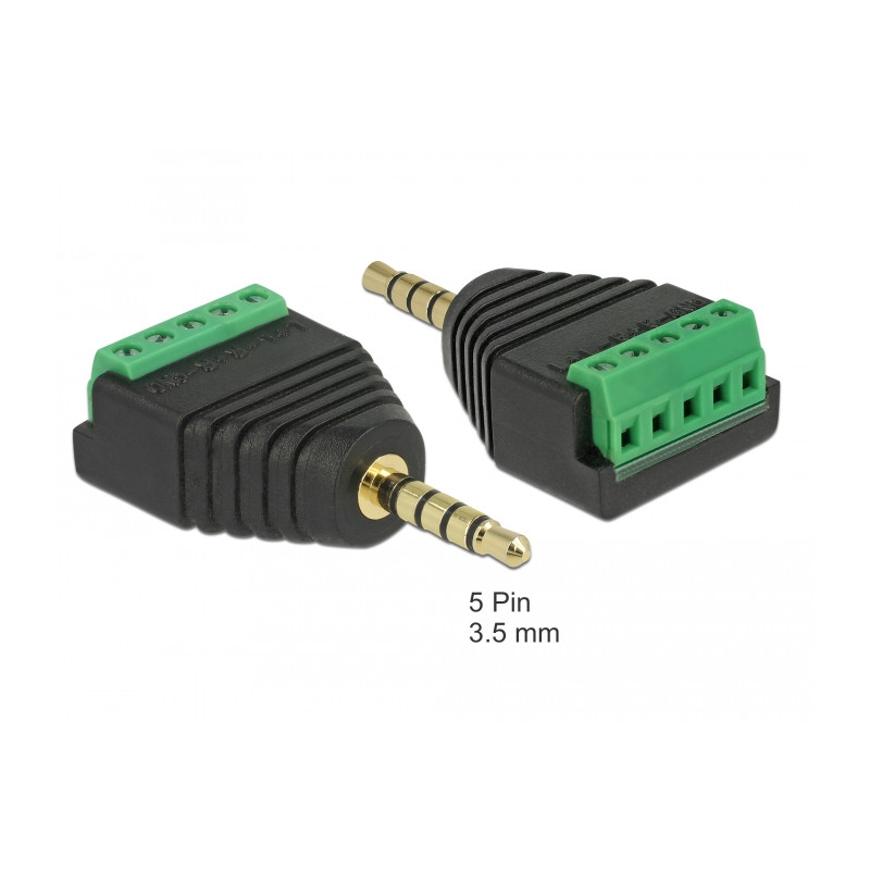Delock Adapter Klinkenstecker 3,5 mm zu Terminalblock 5 Pin