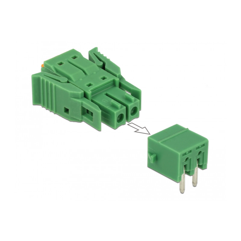 Delock Terminalblock Set für Platine 2 Pin 3,81 mm Rastermaß horizontal