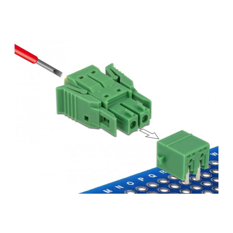 Delock Terminalblock Set für Platine 2 Pin 3,81 mm Rastermaß horizontal