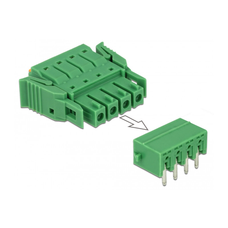 Delock Terminalblock Set für Platine 4 Pin 3,81 mm Rastermaß horizontal
