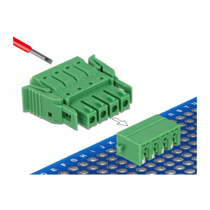 Delock Terminalblock Set für Platine 4 Pin 3,81 mm Rastermaß horizontal