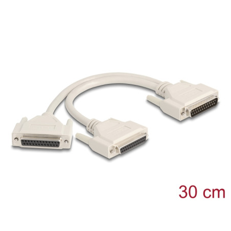 Delock Adapter Y-Kabel Splitter D-Sub 25 Pin Stecker zu 2 x D-Sub 25 Pin Buchse mit Schrauben 30 cm