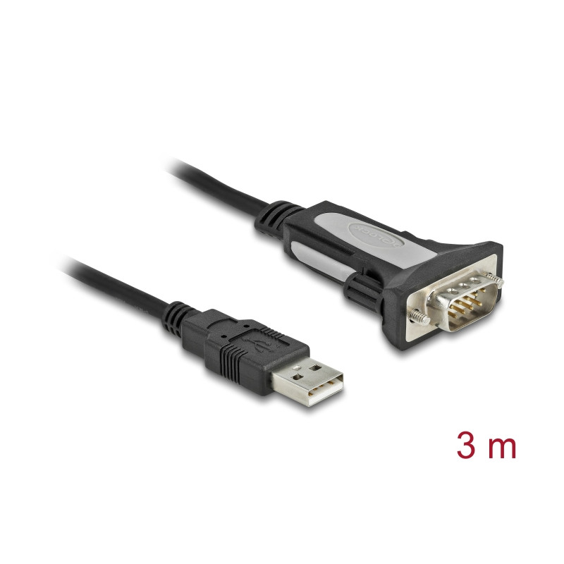 Delock Adapter USB 2.0 Typ-A zu 1 x Seriell RS-232 DB9 3 m