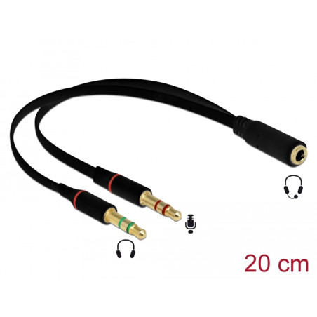 Delock Headset Adapter 1 x 3,5 mm 4 Pin Klinkenbuchse zu 2 x 3,5 mm 3 Pin Klinkenstecker