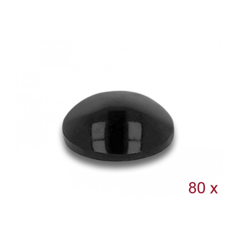 Delock Gummifüße rund selbstklebend 6 x 2 mm 80 Stück schwarz