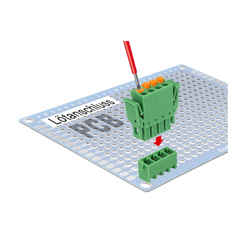 Delock Terminalblock Set für Platine 4 Pin 3,81 mm Rastermaß vertikal