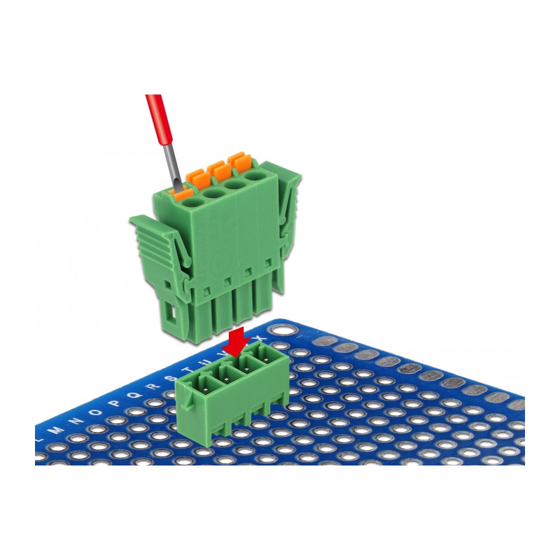 Delock Terminalblock Set für Platine 4 Pin 3,81 mm Rastermaß vertikal