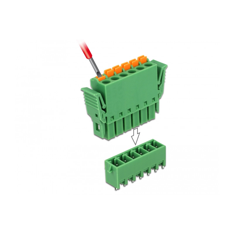 Delock Terminalblock Set für Platine 6 Pin 3,81 mm Rastermaß vertikal