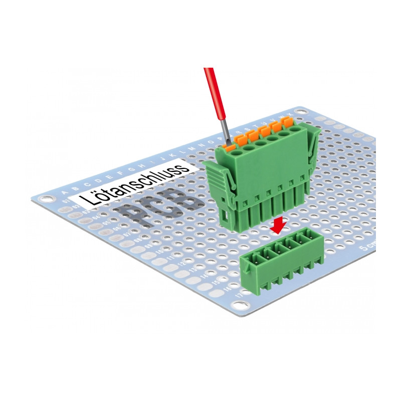 Delock Terminalblock Set für Platine 6 Pin 3,81 mm Rastermaß vertikal