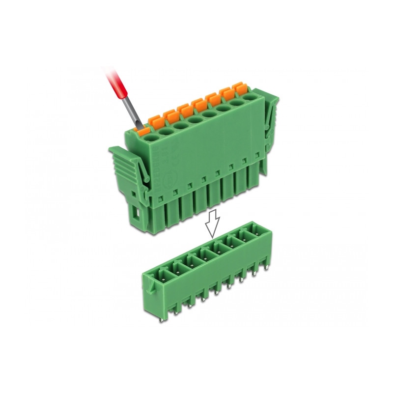 Delock Terminalblock Set für Platine 8 Pin 3,81 mm Rastermaß vertikal