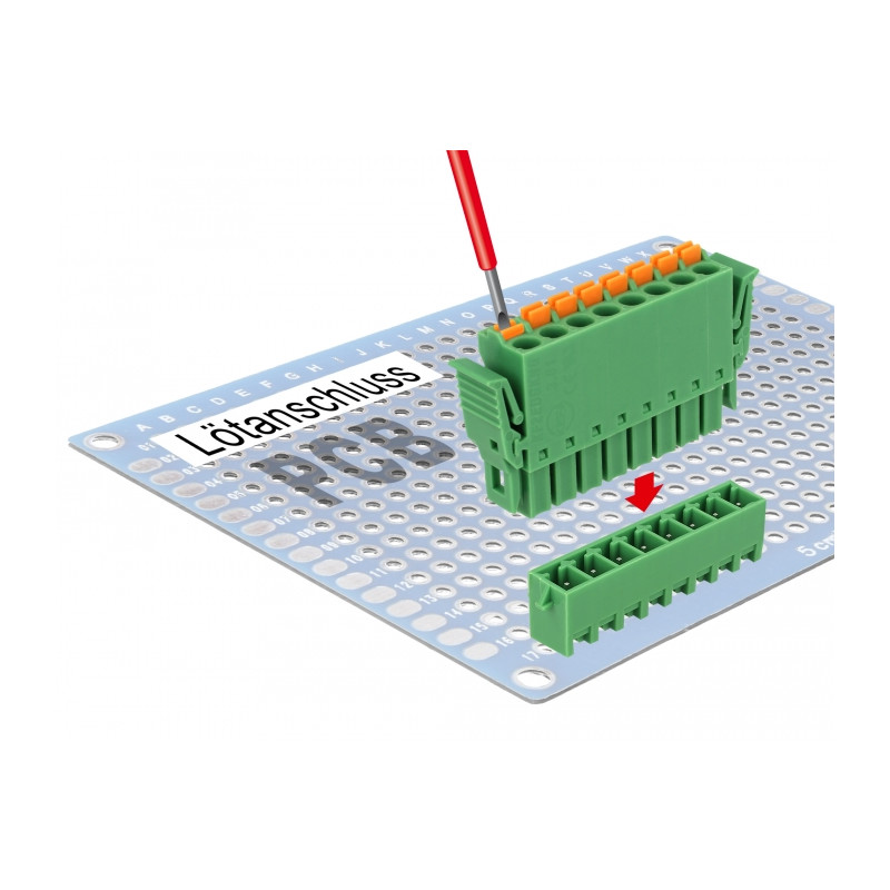 Delock Terminalblock Set für Platine 8 Pin 3,81 mm Rastermaß vertikal