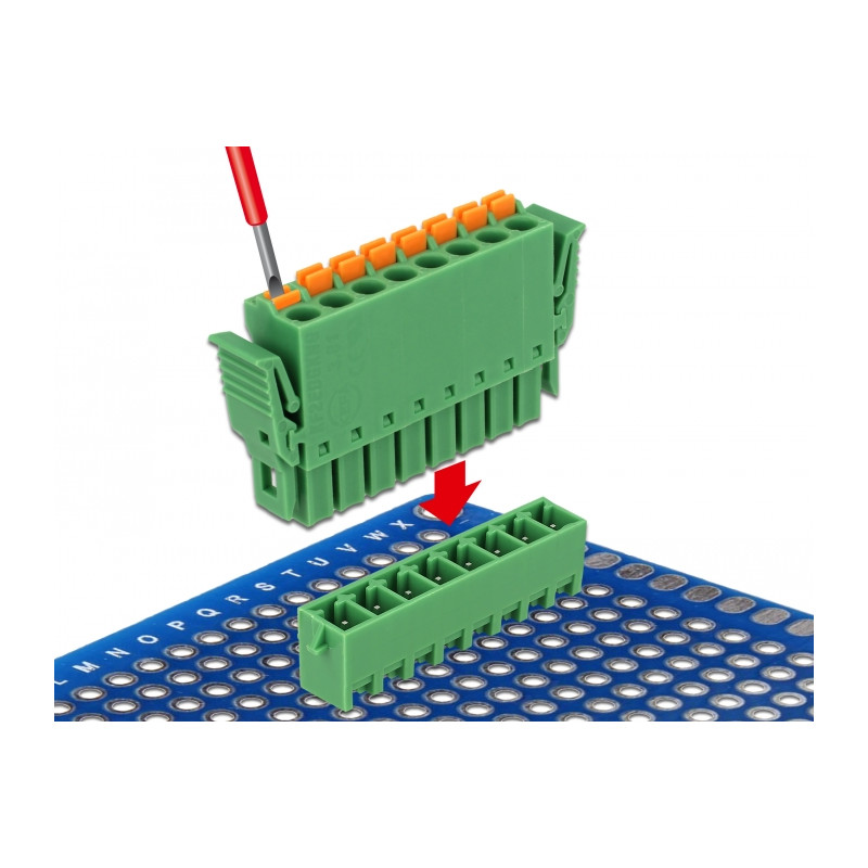 Delock Terminalblock Set für Platine 8 Pin 3,81 mm Rastermaß vertikal