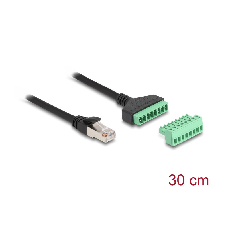 Delock RJ45 Kabel Cat.6 Stecker zu Terminalblock Adapter 30 cm 2-teilig