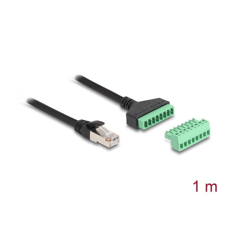 Delock RJ45 Kabel Cat.6 Stecker zu Terminalblock Adapter 1 m 2-teilig