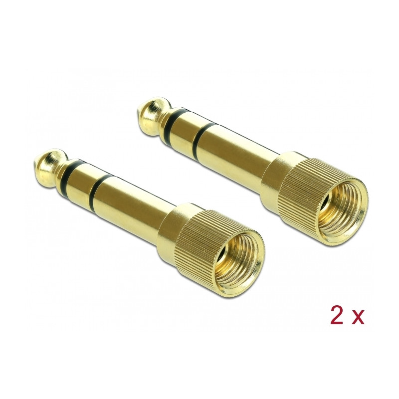 Delock Adapter 6,35 mm Klinkenstecker zu 3,5 mm Klinkenbuchse 3 Pin Metall verschraubbar 2 Stück