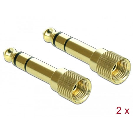 Delock Adapter 6,35 mm Klinkenstecker zu 3,5 mm Klinkenbuchse 3 Pin Metall verschraubbar 2 Stück