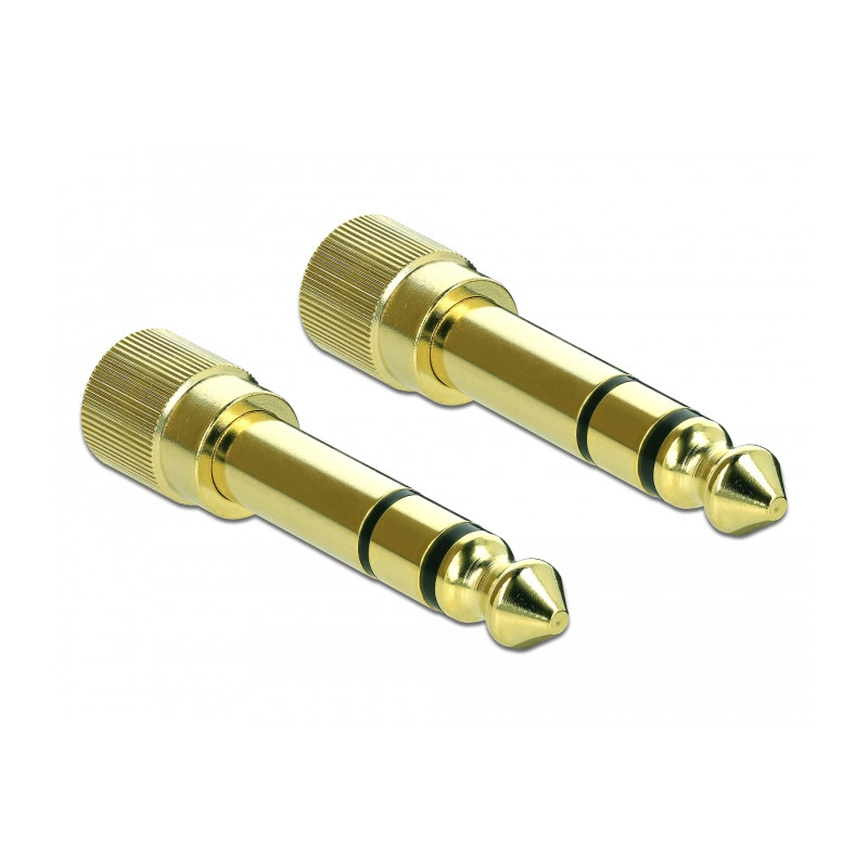 Delock Adapter 6,35 mm Klinkenstecker zu 3,5 mm Klinkenbuchse 3 Pin Metall verschraubbar 2 Stück