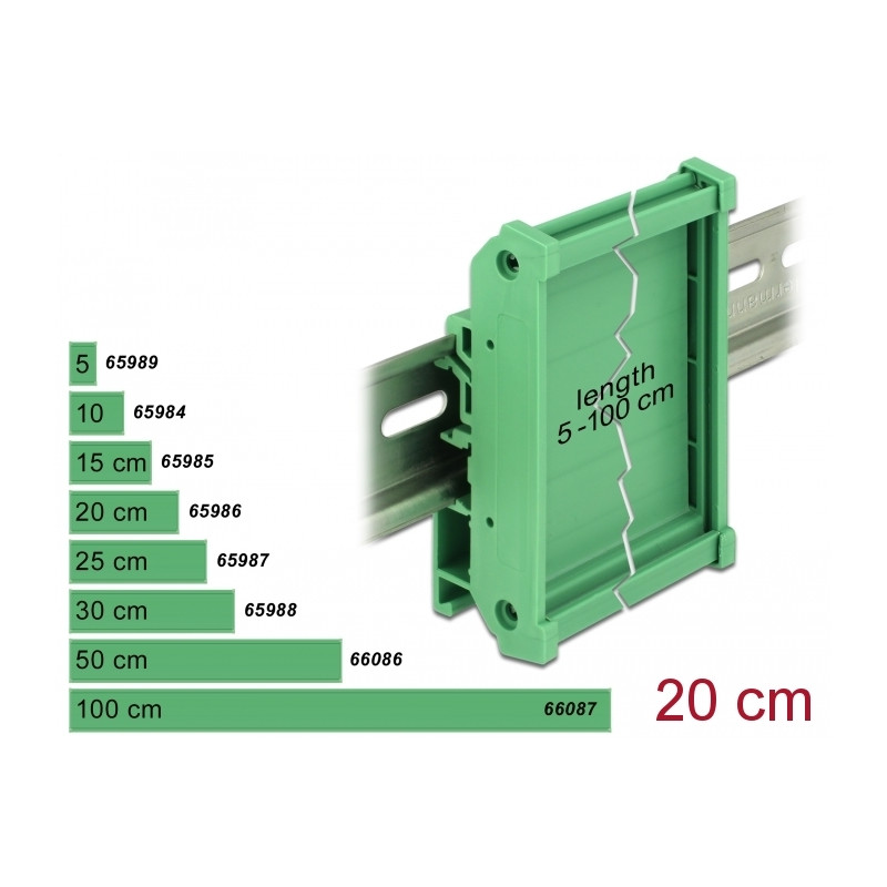 Delock Platinenhalterung (72 mm) für Hutschiene 20 cm lang