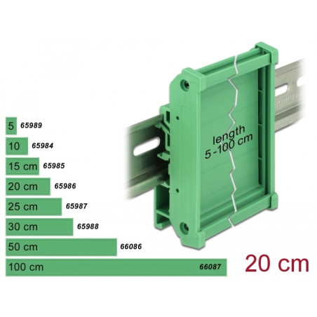 Delock Platinenhalterung (72 mm) für Hutschiene 20 cm lang