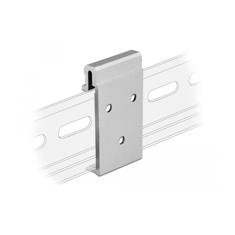 Delock Aluminium Montageclip für Hutschiene (3 Befestigungslöcher)