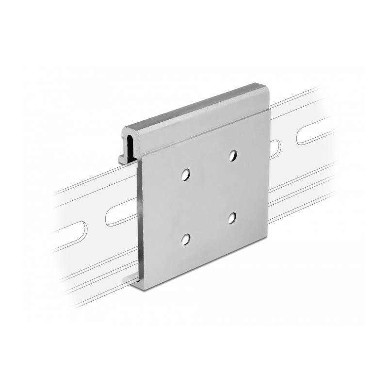 Delock Aluminium Montageclip für Hutschiene (4 Befestigungslöcher)