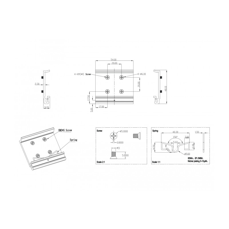 Delock Aluminium Montageclip für Hutschiene (4 Befestigungslöcher)