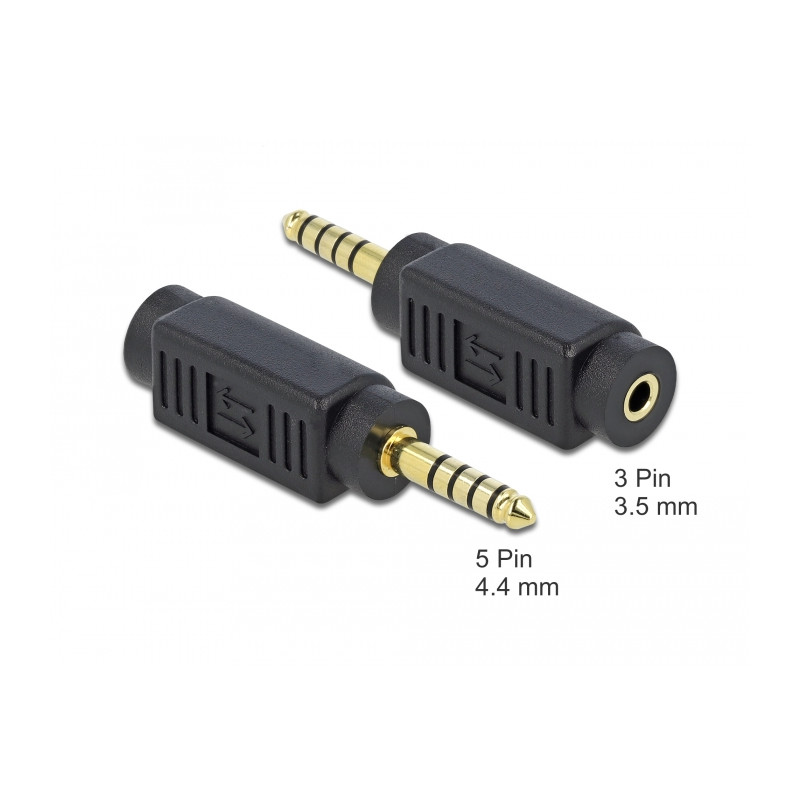 Delock Adapter Klinkenstecker 4,4 mm 5 Pin zu Klinkenbuchse 3,5 mm 3 Pin