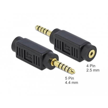 Delock Adapter Klinkenstecker 4,4 mm 5 Pin zu Klinkenbuchse 2,5 mm 4 Pin