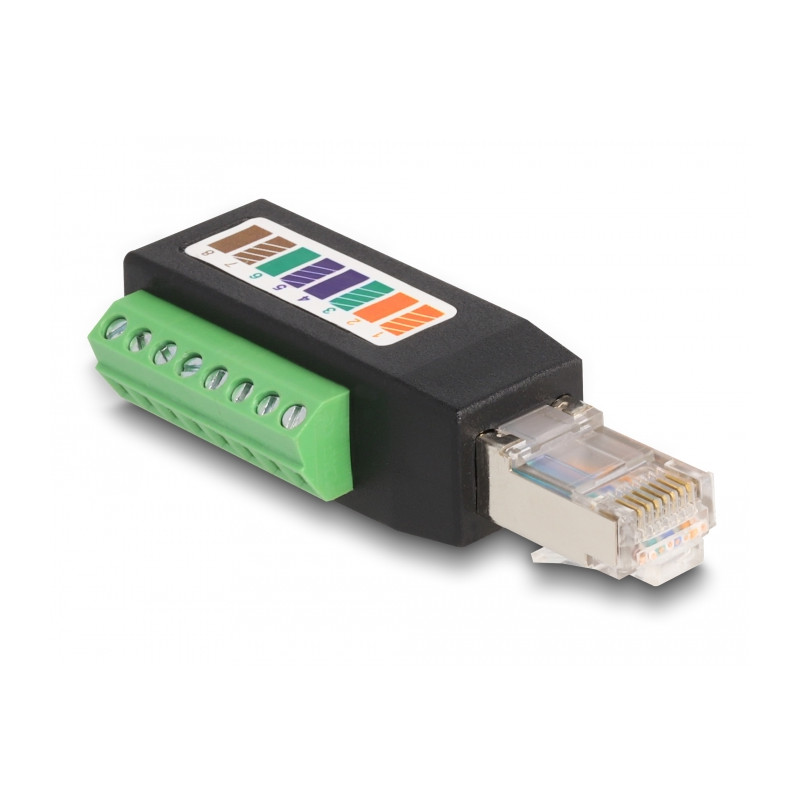 Delock RJ45 Stecker Cat.5e zu Terminalblock Adapter 90° gewinkelt
