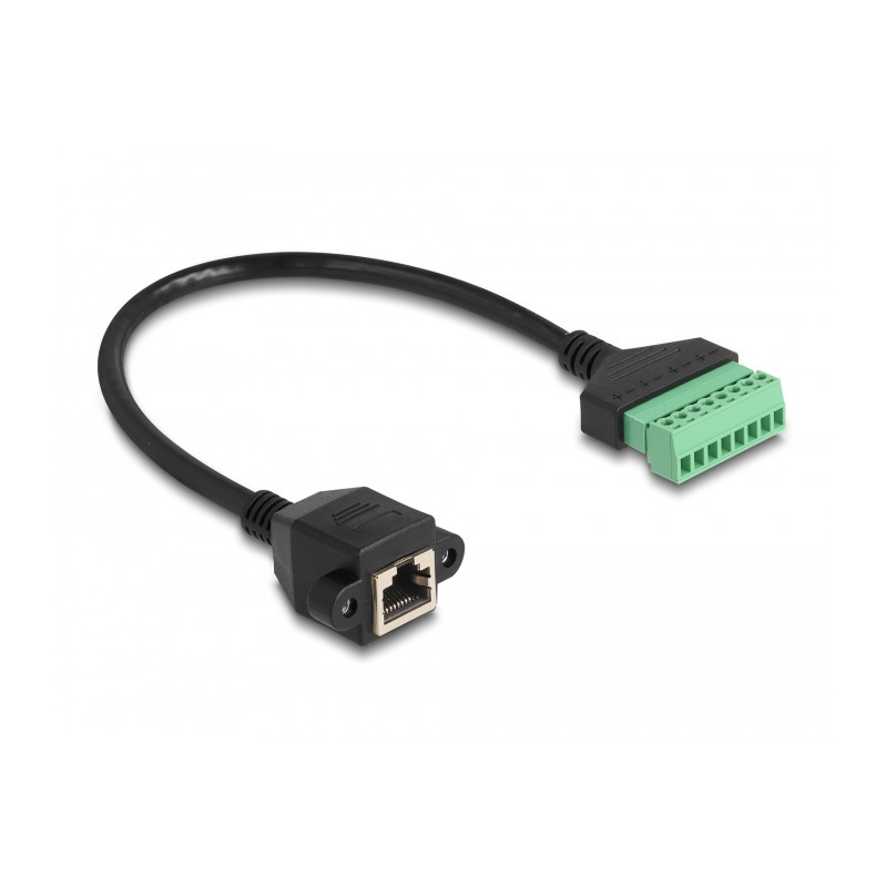 Delock RJ45 Kabel Cat.6 Buchse zu Terminalblock Adapter zum Einbau 30 cm 2-teilig