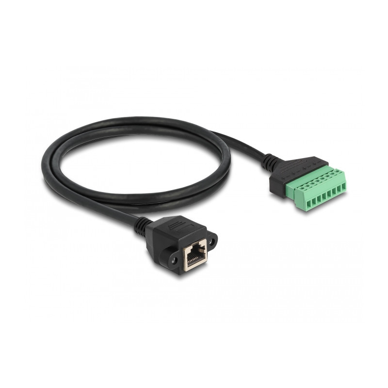 Delock RJ45 Kabel Cat.6 Buchse zu Terminalblock Adapter zum Einbau 1 m 2-teilig