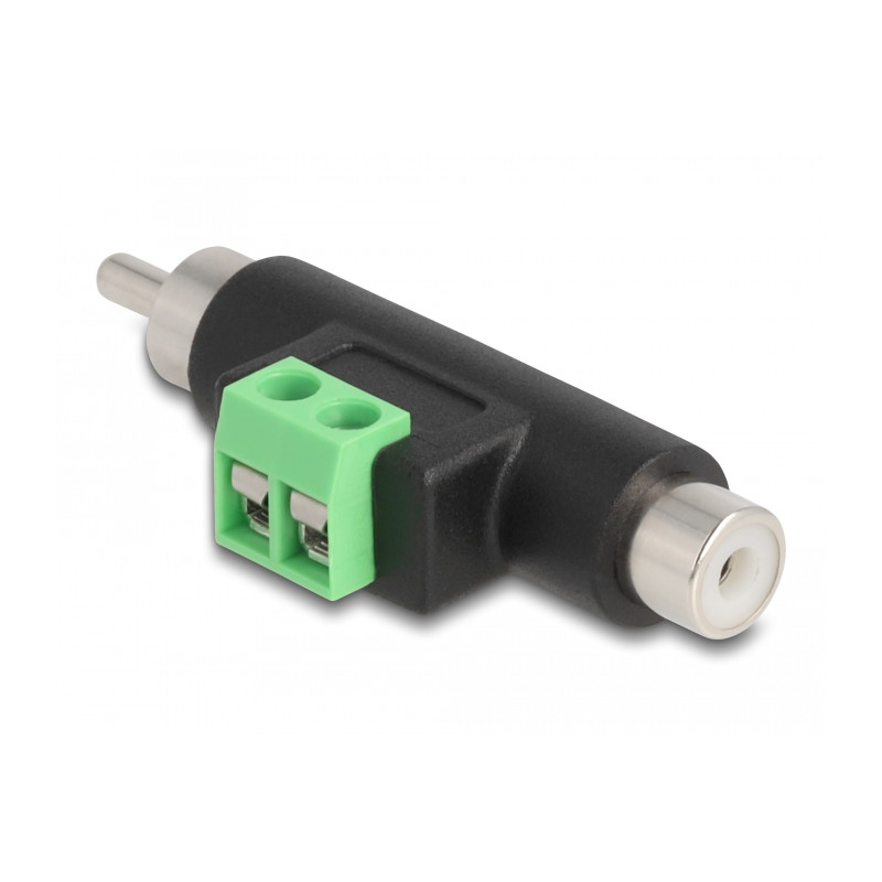Delock Cinch Stecker und Cinch Buchse zu 2 Pin Terminalblock Adapter