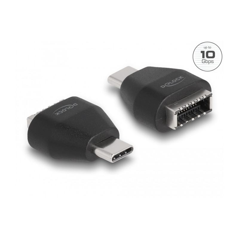 Delock Adapter USB Type-C™ Stecker zu USB 10 Gbps Typ-E Key A Buchse schwarz