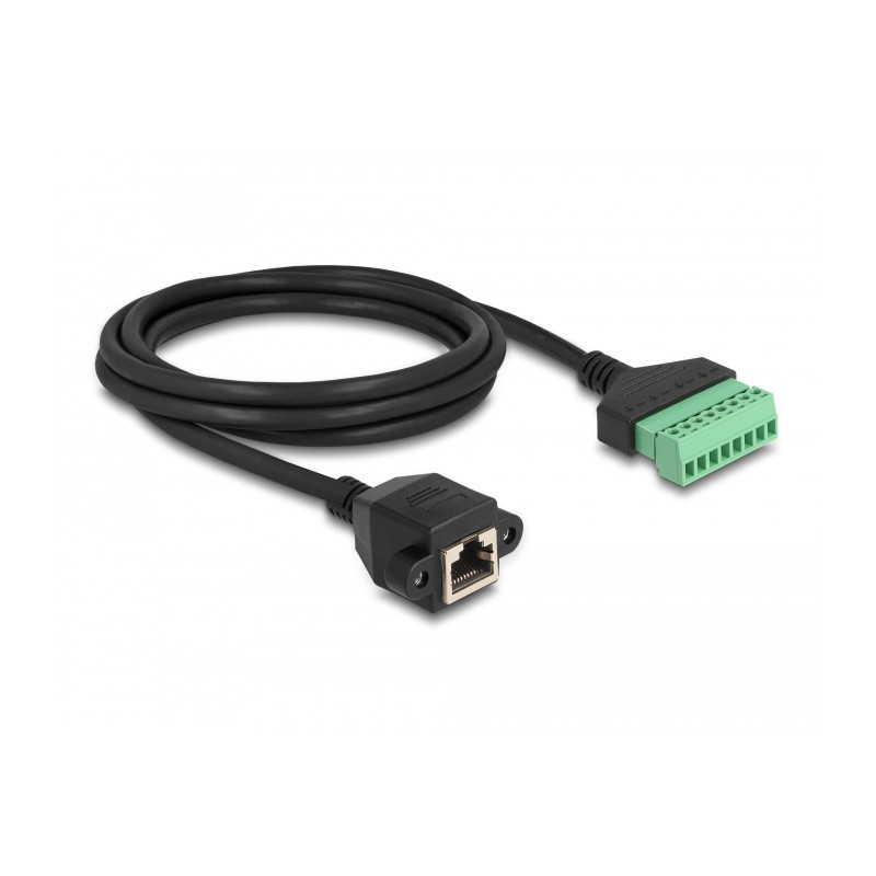 Delock RJ45 Kabel Cat.6 Buchse zu Terminalblock Adapter zum Einbau 2 m 2-teilig