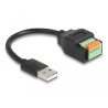 Delock USB 2.0 Kabel Typ-A Stecker zu Terminalblock Adapter mit Drucktaster 15 cm