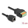 Delock RJ45 Kabel Cat.5e Buchse zu Terminalblock Adapter mit Drucktaster 15 cm