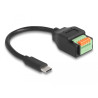 Delock USB 2.0 Kabel USB Type-C™ Stecker zu Terminalblock Adapter mit Drucktaster 15 cm