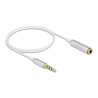 Delock Audio Verlängerungskabel Klinke 3,5 mm 4 Pin Stecker zu Buchse Ultra Slim 0,5 m weiß
