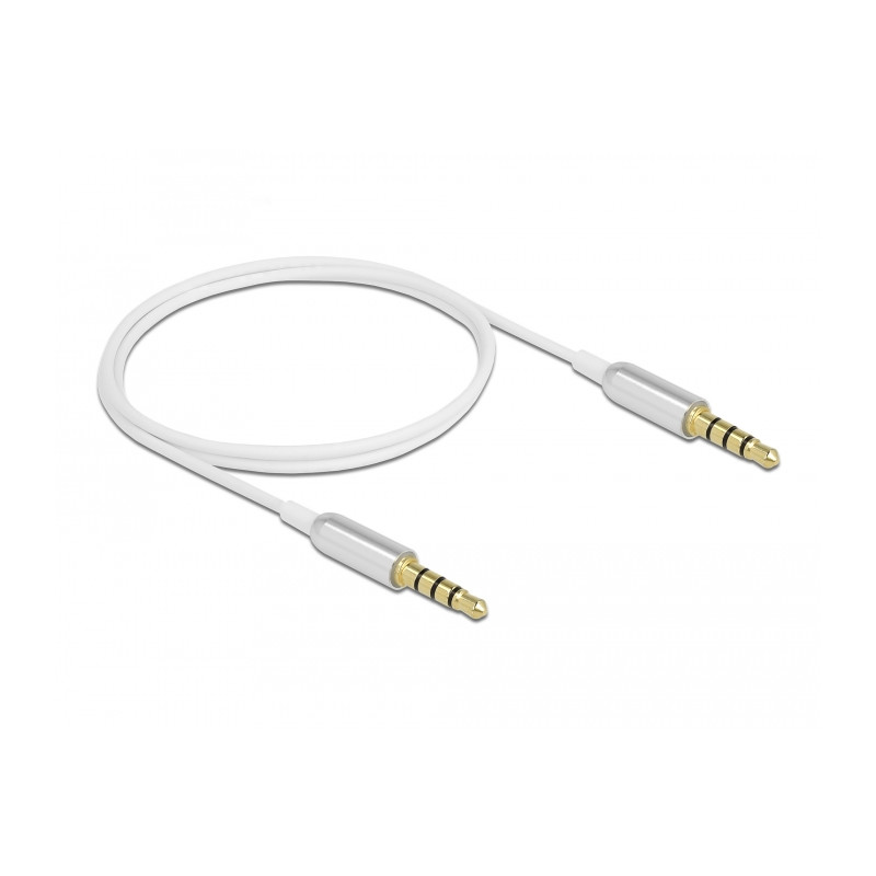 Delock Klinkenkabel 3,5 mm 4 Pin Stecker zu Stecker Ultra Slim 0,5 m weiß