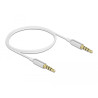 Delock Klinkenkabel 3,5 mm 4 Pin Stecker zu Stecker Ultra Slim 0,5 m weiß