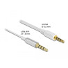 Delock Klinkenkabel 3,5 mm 4 Pin Stecker zu Stecker Ultra Slim 0,5 m weiß