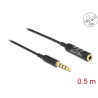 Delock Audio Verlängerungskabel Klinke 3,5 mm 4 Pin Stecker zu Buchse Ultra Slim 0,5 m schwarz