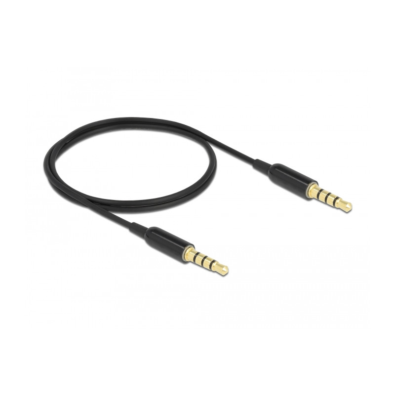 Delock Klinkenkabel 3,5 mm 4 Pin Stecker zu Stecker Ultra Slim 0,5 m schwarz