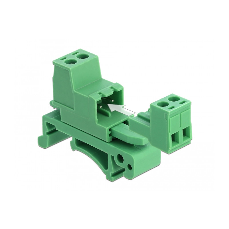 Delock Terminalblock Set für Hutschienen 2 Pin mit Rastermaß 5,08 mm gewinkelt