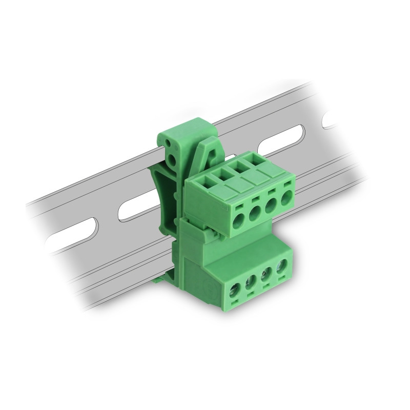 Delock Terminalblock Set für Hutschienen 4 Pin mit Rastermaß 5,08 mm gewinkelt