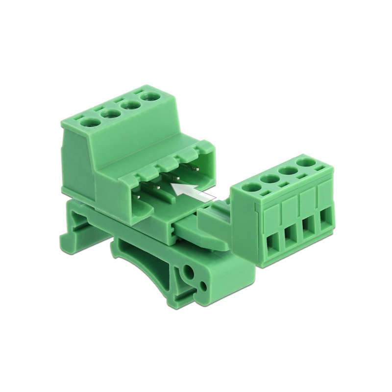 Delock Terminalblock Set für Hutschienen 4 Pin mit Rastermaß 5,08 mm gewinkelt