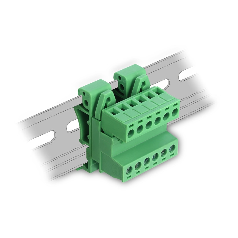 Delock Terminalblock Set für Hutschienen 6 Pin mit Rastermaß 5,08 mm gewinkelt
