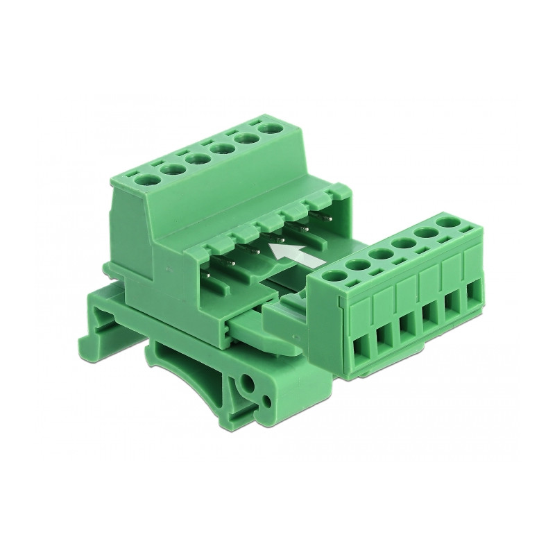 Delock Terminalblock Set für Hutschienen 6 Pin mit Rastermaß 5,08 mm gewinkelt
